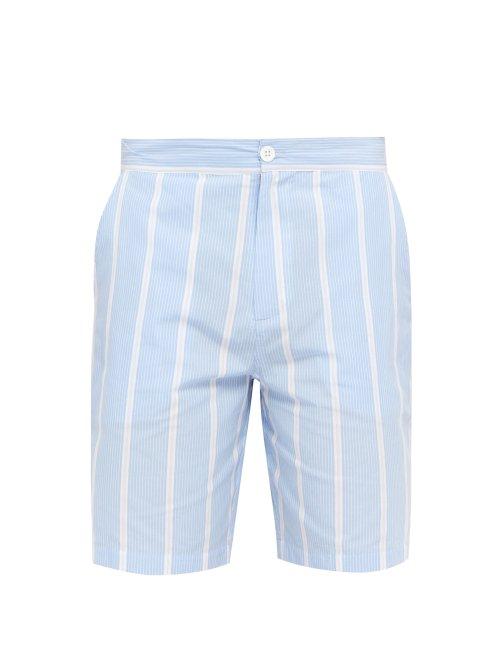 Matchesfashion.com P. Le Moult - Small Stripe Pipeline Pyjama Shorts - Mens - Blue