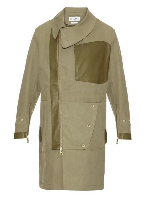 Loewe Leather-trimmed Cotton Trench Coat