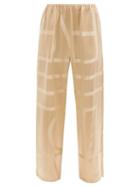 Matchesfashion.com Totme - Monogram-print Silk-satin Trousers - Womens - Beige