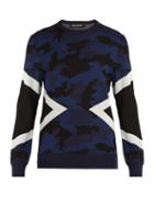 Matchesfashion.com Neil Barrett - Modernist Camouflage Intarsia Sweater - Mens - Navy