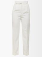 Saint Laurent - Pleated Dobby Trousers - Womens - Cream
