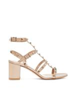Matchesfashion.com Valentino - Rockstud Block Heel Leather Sandals - Womens - Gold