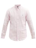 Matchesfashion.com Polo Ralph Lauren - Logo-embroidered Striped Linen Shirt - Mens - Pink White