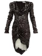Matchesfashion.com Preen By Thornton Bregazzi - Karin Cowl Neck Sequinned Dress - Womens - Black
