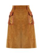 Prada Leather-trimmed Cotton-corduroy Skirt
