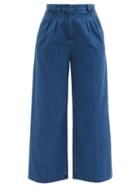 A.p.c. - Tressie Cotton-canvas Wide-leg Trousers - Womens - Blue