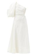Matchesfashion.com Aje - One-shoulder Side-cutout Linen-blend Dress - Womens - White
