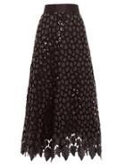 Matchesfashion.com Marc Jacobs - Sequinned Guipure Lace Midi Skirt - Womens - Black Multi