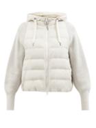 Brunello Cucinelli - Quilted-shell Ribbed-sleeve Down Jacket - Womens - Light Grey