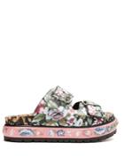 Alexander Mcqueen Floral-print Leather Flatform Sandals