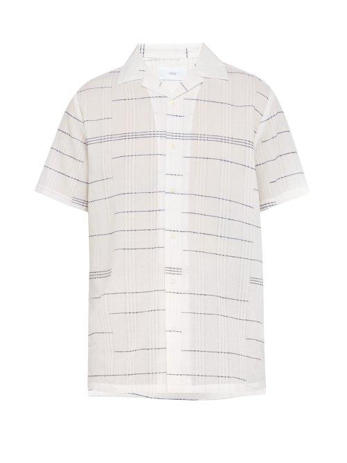 Matchesfashion.com Onia - Vacation Cotton Blend Seersucker Shirt - Mens - White Multi