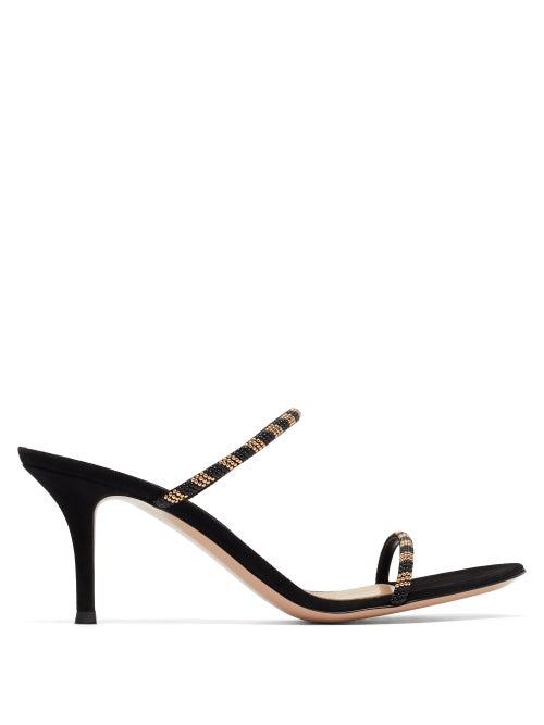 Matchesfashion.com Gianvito Rossi - Melina 70 Beaded Suede Sandals - Womens - Black Multi