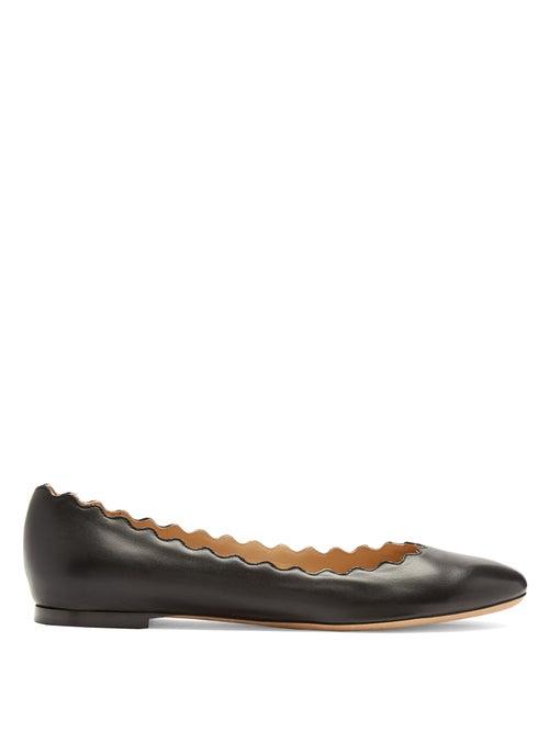 Matchesfashion.com Chlo - Lauren Scallop-edge Leather Flats - Womens - Black