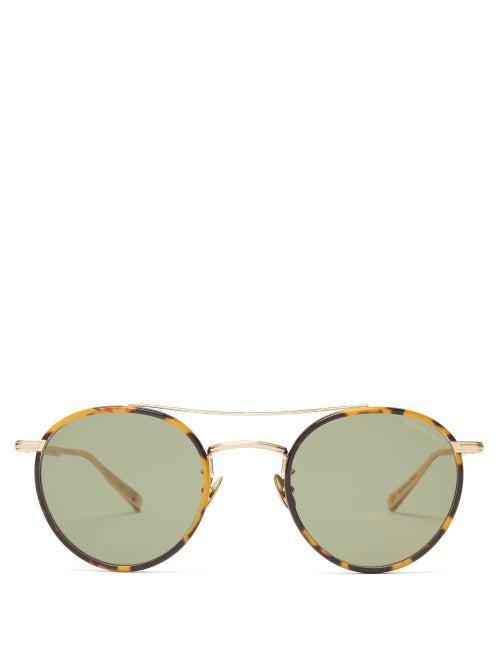 Matchesfashion.com Garrett Leight - X Rimowa Round Metal And Acetate Sunglasses - Mens - Green