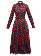 Matchesfashion.com Borgo De Nor - Augusta Ram Pam Pam Cotton-poplin Shirt Dress - Womens - Red Navy