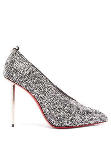 Matchesfashion.com Christian Louboutin - Et Pic Et 100 High-cut Crystal And Leather Pumps - Womens - Crystal