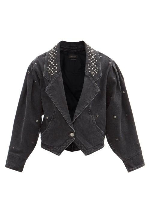 Matchesfashion.com Isabel Marant - Depaline Studded Denim Jacket - Womens - Black