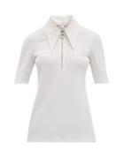 Matchesfashion.com Tibi - Point Collar Crepe Top - Womens - White