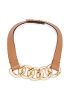 Matchesfashion.com Marni - Chain Link Leather Necklace - Womens - Pink