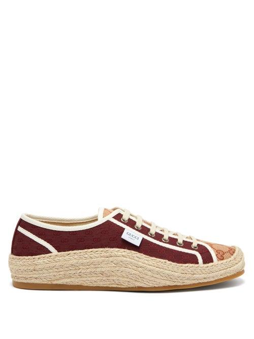 Matchesfashion.com Gucci - Gg Jacquard Espadrille Trainers - Mens - Burgundy