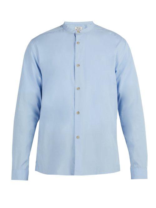 Matchesfashion.com Acne Studios - Grandad Collar Cotton Shirt - Mens - Blue