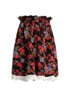 Msgm Floral-jacquard Pleated Skirt