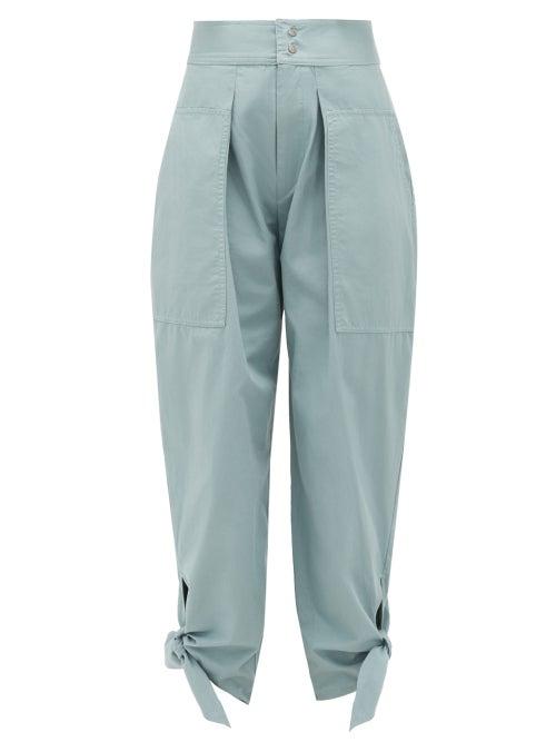 Matchesfashion.com Isabel Marant - Gavio Cotton-canvas High-rise Trousers - Womens - Green