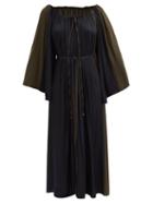 Carl Kapp - Brassie Drawstring-neckline Twill Midi Dress - Womens - Khaki Navy