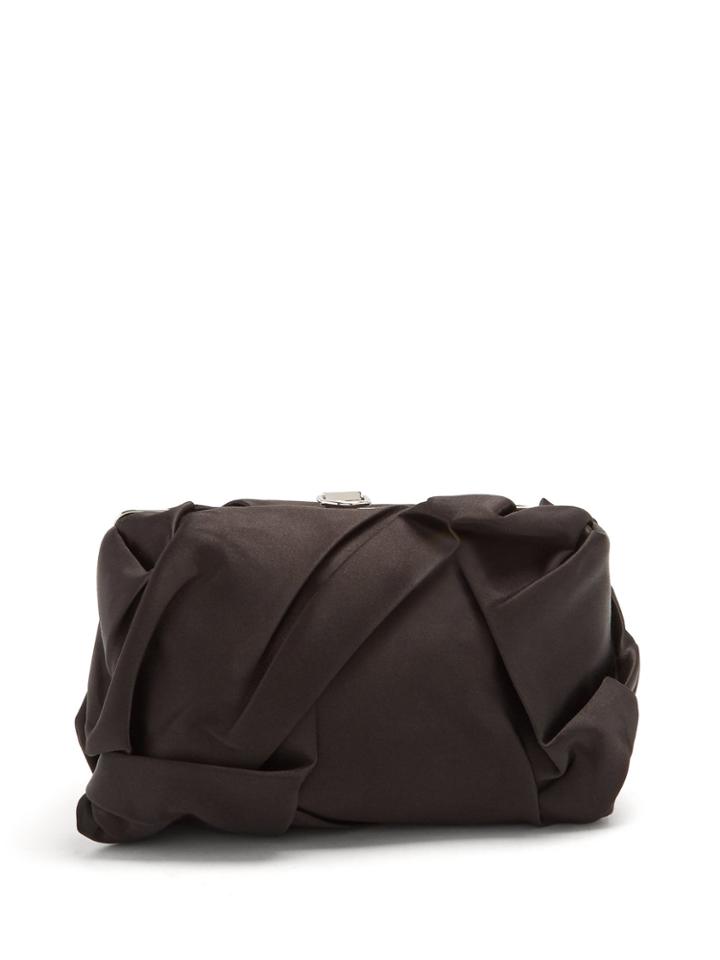Proenza Schouler Asymmetric-frame Crinkled-satin Clutch
