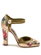 Dolce & Gabbana Floral-print Metallic-leather Pumps