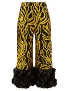 Matchesfashion.com Halpern - Vine Sequinned Appliqu Cuff Trousers - Womens - Gold Multi