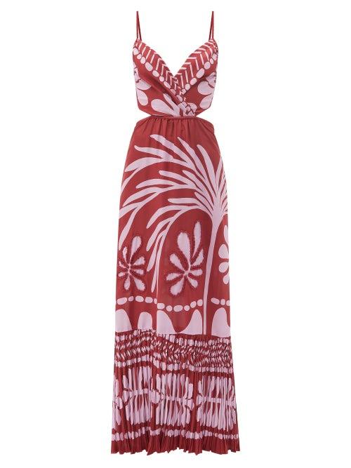 Johanna Ortiz - Serenity Of The Heart Cutout Crepe Maxi Dress - Womens - Pink Multi