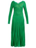 Matchesfashion.com Msgm - Ribbed Knit Stretch Jersey Dress - Womens - Green