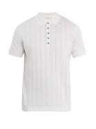 Matchesfashion.com Falke Ess - Striped Silk And Linen Blend Polo Shirt - Mens - White Multi