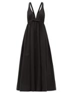 Matchesfashion.com Giambattista Valli - Bow-trim Cotton-poplin Dress - Womens - Black
