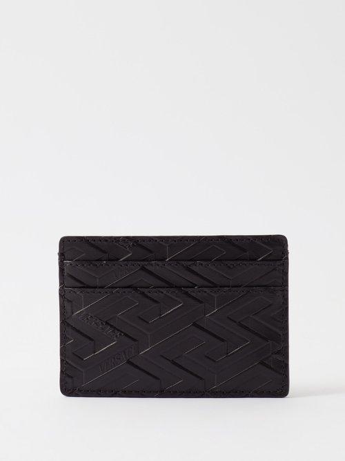 Versace - La Greca-embossed Leather Cardholder - Mens - Black