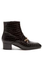 Stella Mccartney Crocodile-effect Faux-leather Ankle Boots
