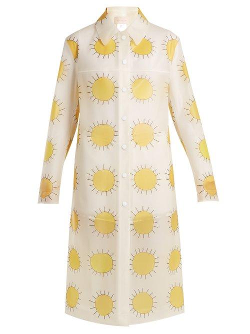 Matchesfashion.com Christopher Kane - Sun Print Frosted Rubberised Coat - Womens - Yellow Multi