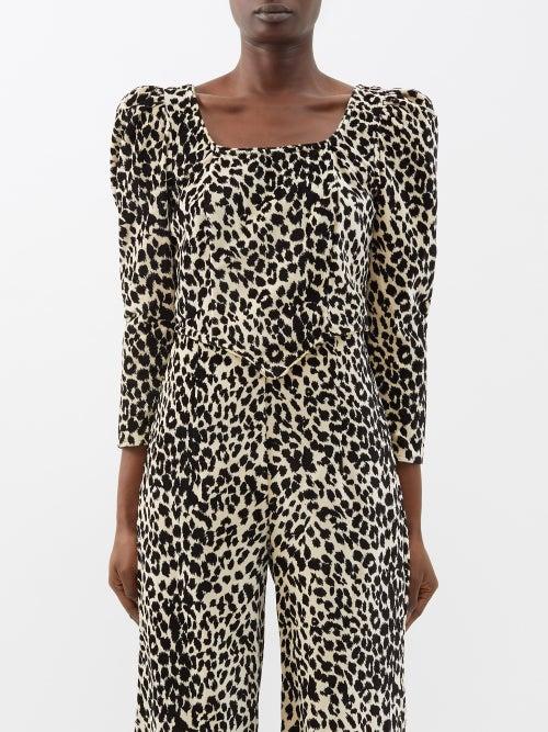 Batsheva - Square-neck Cotton-velvet Top - Womens - Black White