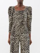 Batsheva - Square-neck Cotton-velvet Top - Womens - Black White