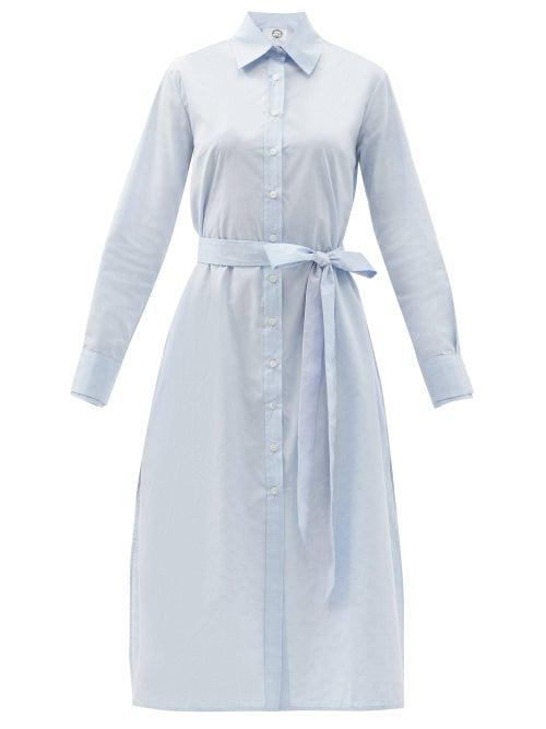 Matchesfashion.com Evi Grintela - Cotton-poplin Midi Shirt Dress - Womens - Light Blue