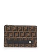 Matchesfashion.com Fendi - Logo Embossed Leather Pouch - Mens - Brown