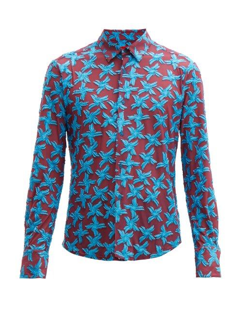Matchesfashion.com Eckhaus Latta - Velvet Devor Slim Fit Shirt - Mens - Blue Multi