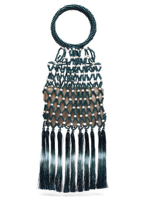 Matchesfashion.com Rosantica By Michela Panero - Destiny Bead And Tassel Top Handle Bag - Womens - Blue White