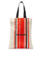 Matchesfashion.com Jil Sander - Striped Logo Print Canvas Tote Bag - Womens - Red Multi