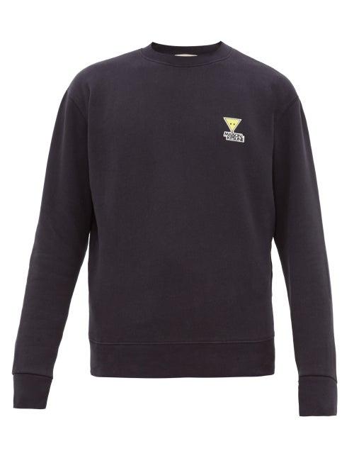 Matchesfashion.com Maison Kitsun - Triangle Fox Patch Cotton Blend Sweater - Mens - Navy Multi