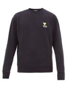 Matchesfashion.com Maison Kitsun - Triangle Fox Patch Cotton Blend Sweater - Mens - Navy Multi