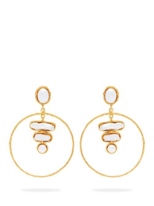 Matchesfashion.com Sylvia Toledano - Baroque Mother Of Pearl Hoop Earrings - Womens - Pearl