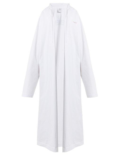 Matchesfashion.com Vetements - Logo Print Oversized Cotton Hooded Sweatshirt - Womens - White