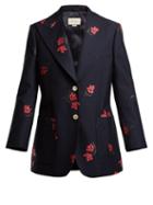 Matchesfashion.com Gucci - Rose Jacquard Cotton Blend Blazer - Womens - Navy Multi